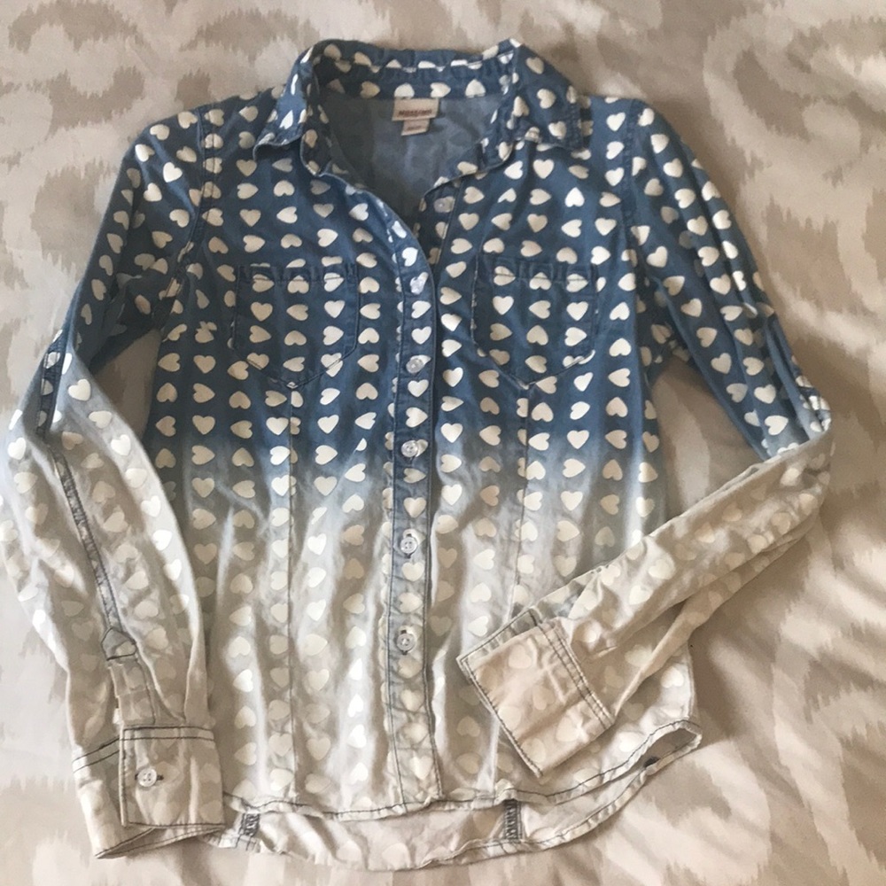 White washed denim button down